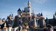 The Sleeping Beauty Castle is seen at Disneyland in Anaheim, Calif., Friday, April 30, 2021. The iconic theme park in Southern California that was closed under the state&#39;s strict virus rules swung open its gates Friday and some visitors came in cheering and screaming with happiness. (AP Photo/Jae C. Hong)