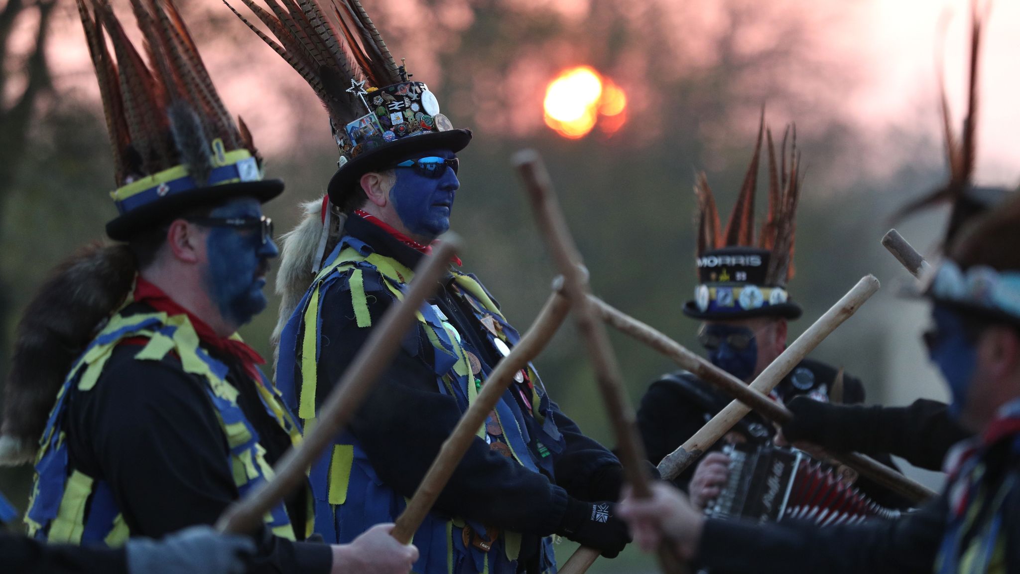 May Day morris dancers swap black face paint for blue over
