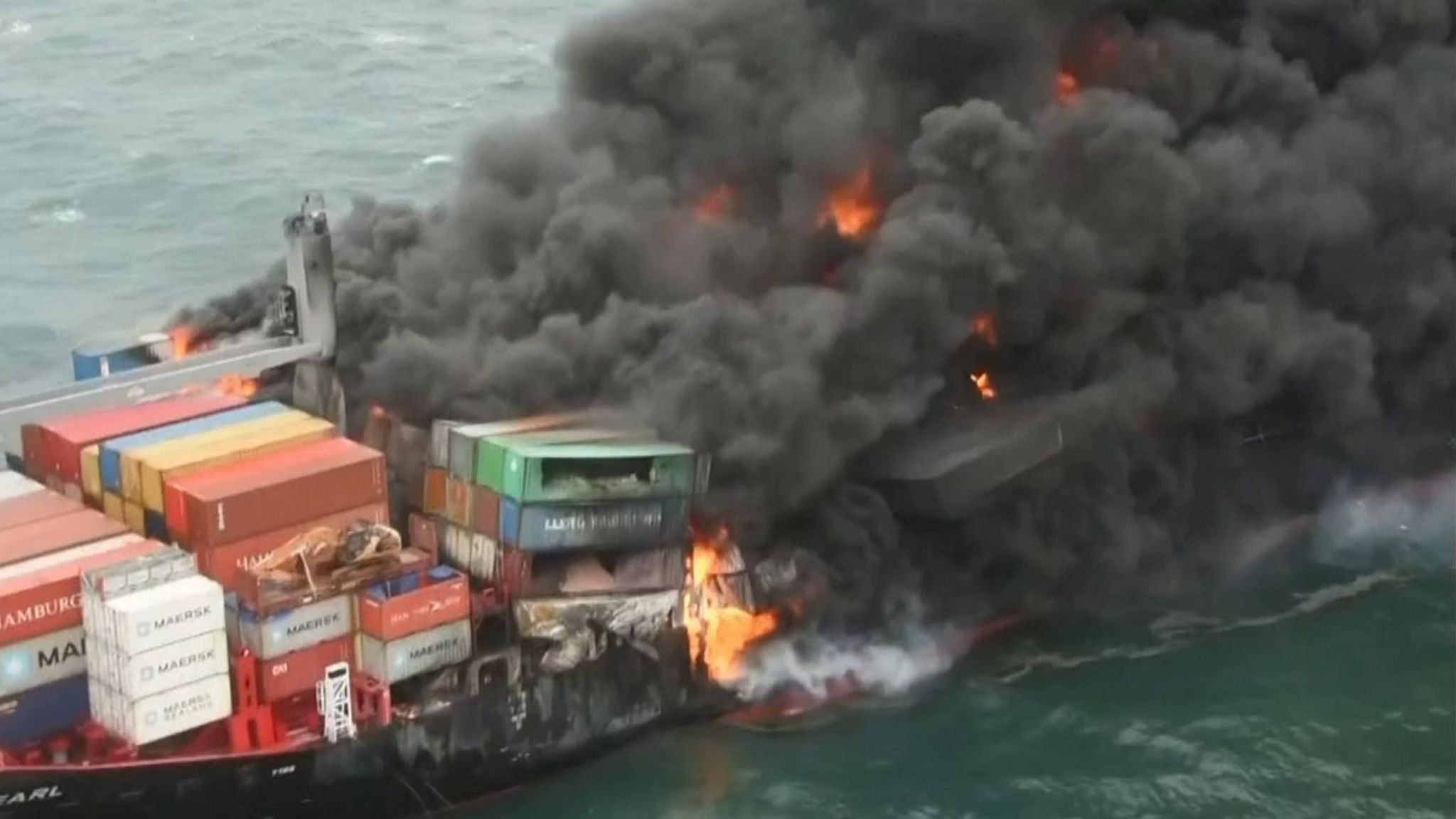 Large container ship on fire in Sri Lanka | News UK Video News | Sky News