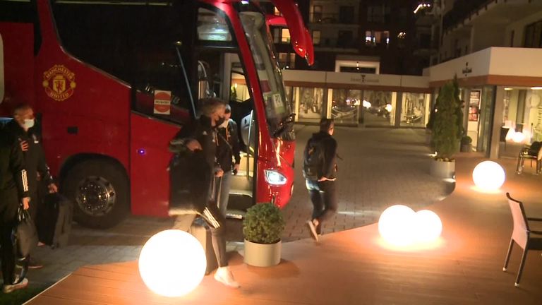Man Utd squad arrive in Gdansk for Europa final