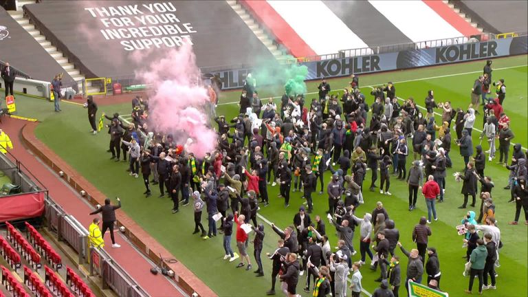 Man Utd fans storm Old Trafford pitch in Glazer protest | Video | Watch TV  Show | Sky Sports