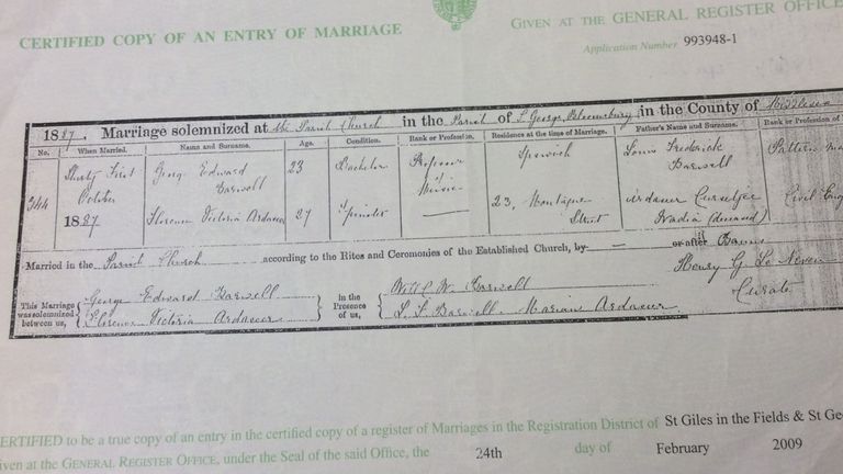 The marriage certificate that identified Ardaseer Cursetjee as part of Philip Whiteside&#39;s family