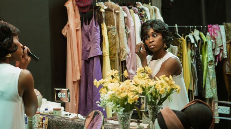 Aretha Franklin (Cynthia Erivo) in her dressing room preparing to perform on The Steve Allen Show in Genius: Aretha. Pic: National Geographic/Richard DuCree