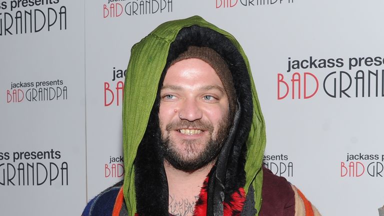Actor and daredevil Bam Margera attends a special screening of "Jackass Presents: Bad Grandpa" at the Sunshine Landmark Theater on Monday, Oct. 21, 2013 in New York. (Photo by Evan Agostini/Invision/AP)