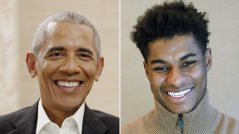 Barack Obama and Marcus Rashford spoke on Zoom