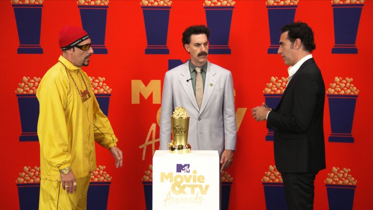 Sacha Baron Cohen appeared alongside his comedy creations Borat and Ali G. Pic: MTV