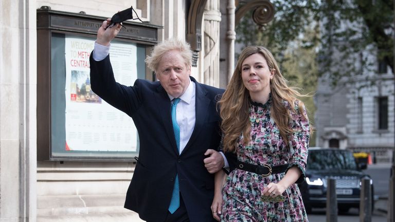 Prime Minister Boris Johnson and his fiancee Carrie Symonds 