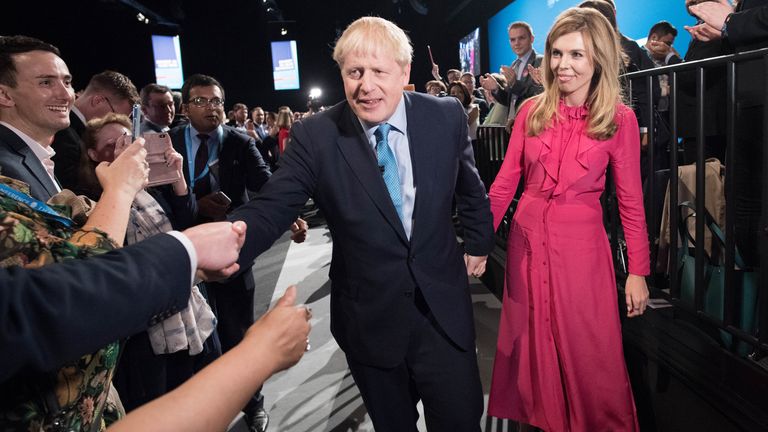 Boris Johnson and Carrie Symonds at the 2019 Tory conference