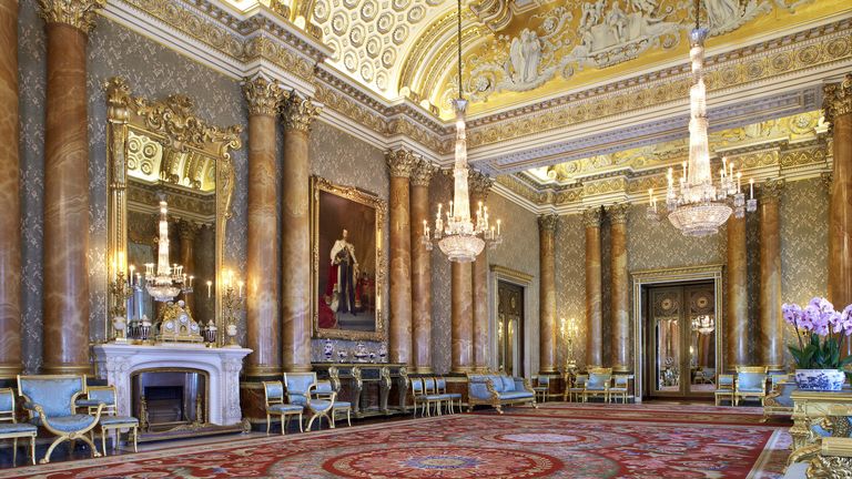 El salón azul del Palacio de Buckingham