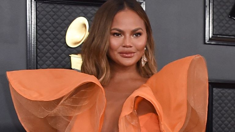 Chrissy Teigen at the 62nd annual Grammy Awards on Jan. 26, 2020. Pic: AP