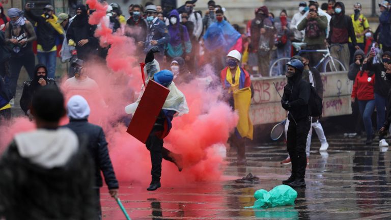 Thousands have gathered in Bogota and Cali during the eight-day of anti-government protests