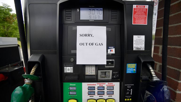 Petrol stations up and down the East Coast are suffering from fuel shortages after the cyberattack on the Colonial Pipeline. Pic AP