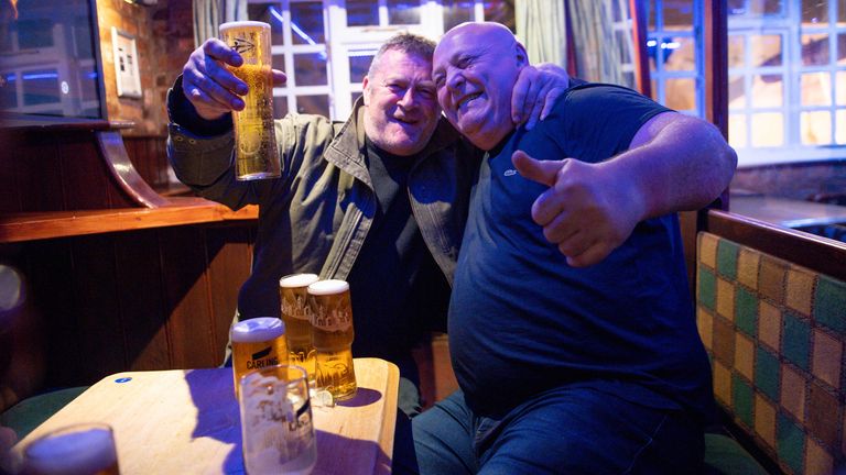 Customers at the The Oak Inn in Coventry, West Midlands, as indoor hospitality and entertainment venues reopen to the public following the further easing of lockdown restrictions in England. Picture date: Monday May 17, 2021.
