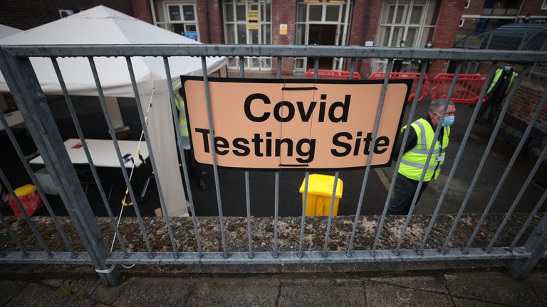 A COVID testing centre in Shoreditch, London