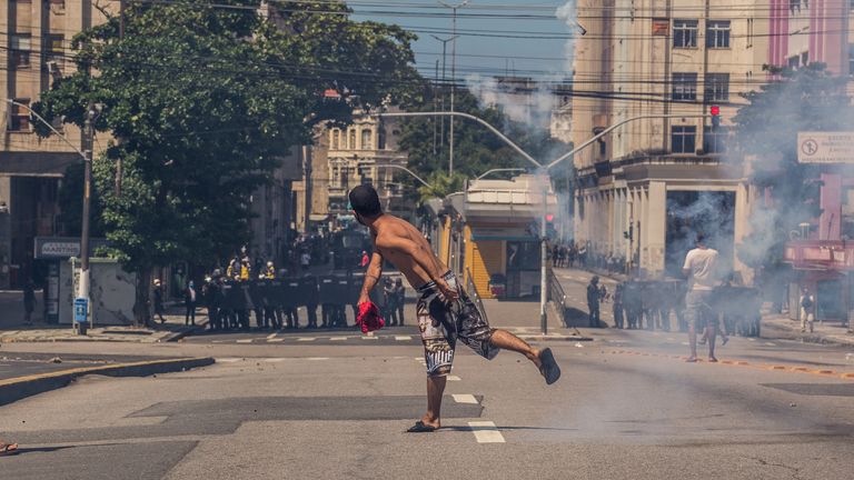 In Recife, the police threw tear gas at protestors