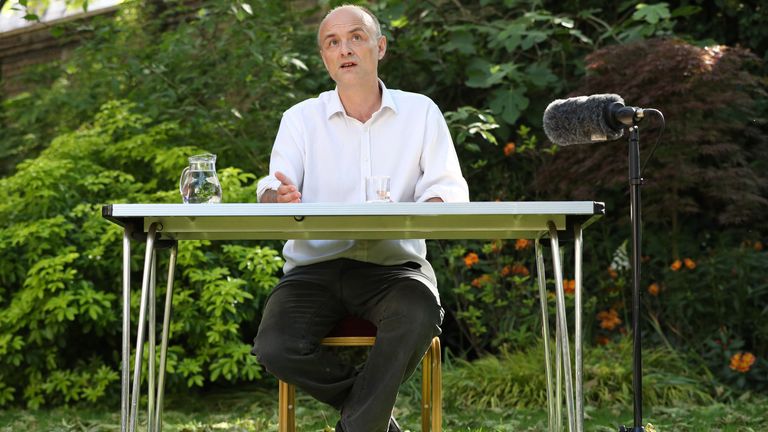 Dominic Cummings in the Downing Street rose garden last year