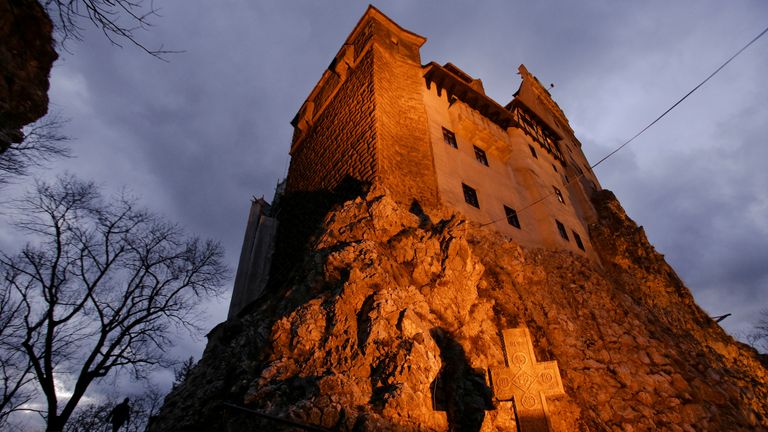 Exterior view of Bran Castle&#39;s northern facade, portrayed by Gothic novel writer Bram Stoker as the home of count Dracula, in Brasov county, Romania, October 31, 2016. Inquam Photos/Octav Ganea/