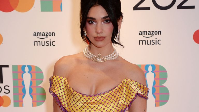 Dua Lipa was among the first to arrive on the Brit Awards red carpet. Pic: Richard Young/Shutterstock
