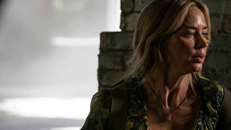 This image released by Paramount Pictures shows Emily Blunt in a scene from "A Quiet Place Part II." (Jonny Cournoyer/Paramount Pictures via AP)