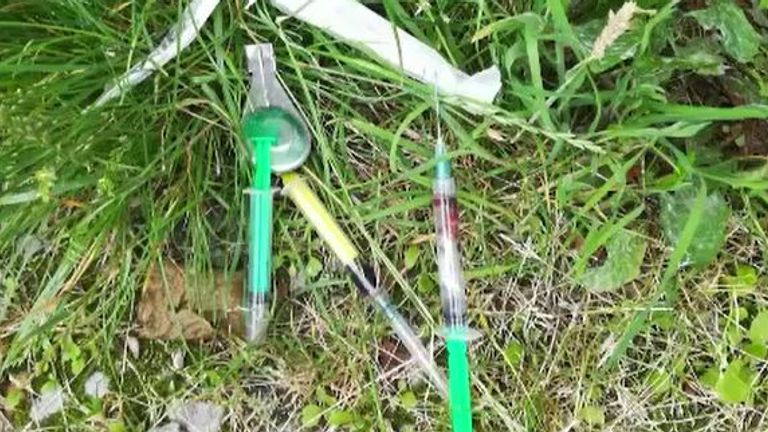 Syringes have been found in the streets and stuck in car tyres