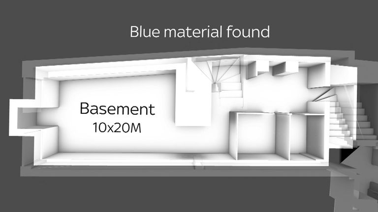 A photo taken by the TV crew is said to show blue material buried in one area of the cellar