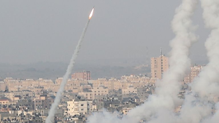 22 killed' in Gaza Strip air strikes after Hamas fires rockets towards  Jerusalem | World News | Sky News