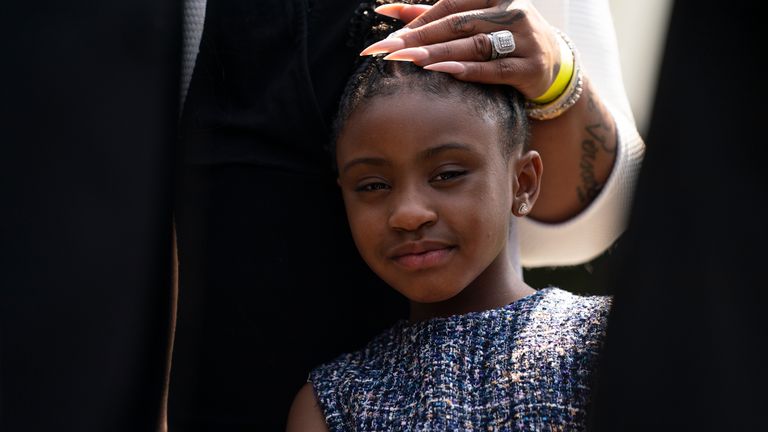 Gianna Floyd went to the White House with her family a year after her father was murdered. Pic: AP