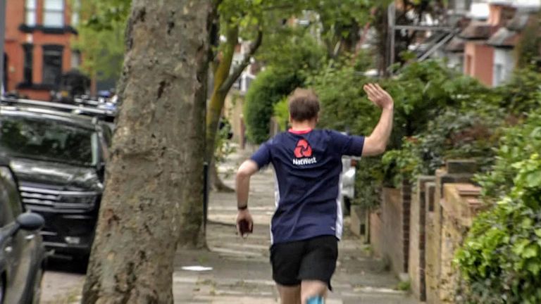 Health Secretary Matt Hancock urged those over 30 to get vaccinated before darting off for a jog in a cricket shirt.