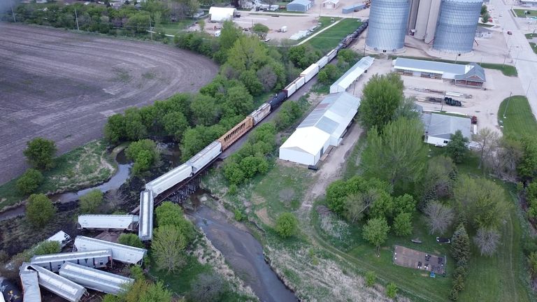 According to the local police chief, the train was carrying fertilizer and ammonium