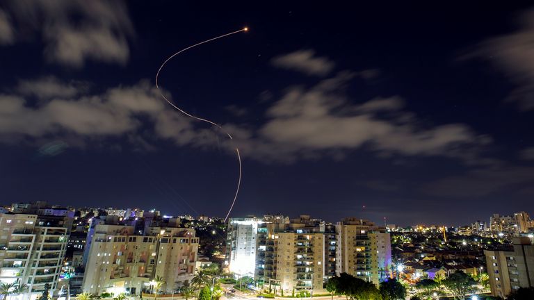 Israel&#39;s Iron Dome anti-missile system intercepts rockets launched from Gaza