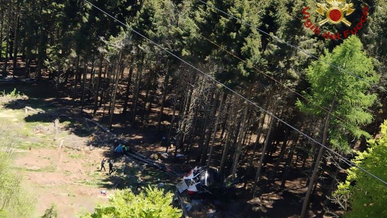 The crash site. PIC: Italy&#39;s emergency department Vigili del Fuoco