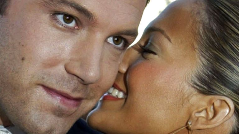 Ben Affleck, star of Daredevil, with fiancee Jennifer Lopez at the film&#39;s premiere in Los Angeles in February 2003