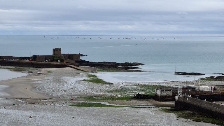 The fleet of French fishing boats were seen leaving Jersey waters after lunchtime. Pic: Diana Constable