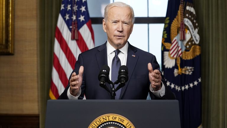 US President Joe Biden makes statements about his plan to withdraw US forces