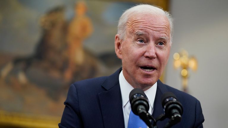 President Joe Biden has spoken of his desire for more gun control legislation. Pic: AP