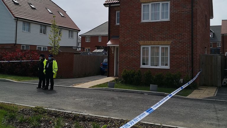 Police investigating the murder of PCSO Julia James search a property in Aylesham, Kent