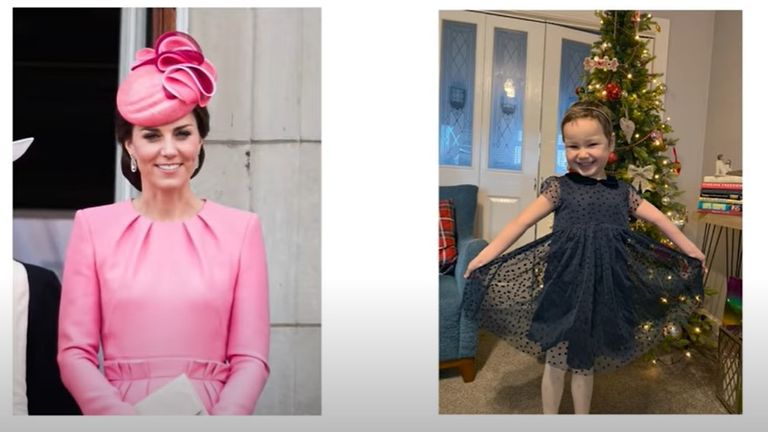 The Duchess of Cambridge promises to wear a pink dress when she finally meets Mila Sneddon separated from her father due to shielding in lockdown. Mila has leukaemia. Pic: 
The Duke and Duchess of Cambridge, YouTube
