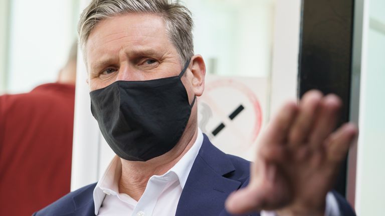 Labour leader Sir Keir Starmer while on a campaign visit to tech firm Qioptiq in St Asaph, North Wales. Picture date: Tuesday April 4, 2021.