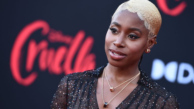 Kirby Howell-Baptiste arrives at the premiere of "Cruella" at the El Capitan Theatre on Tuesday, May 18, 2021, in Los Angeles. (Photo by Jordan Strauss/Invision/AP)