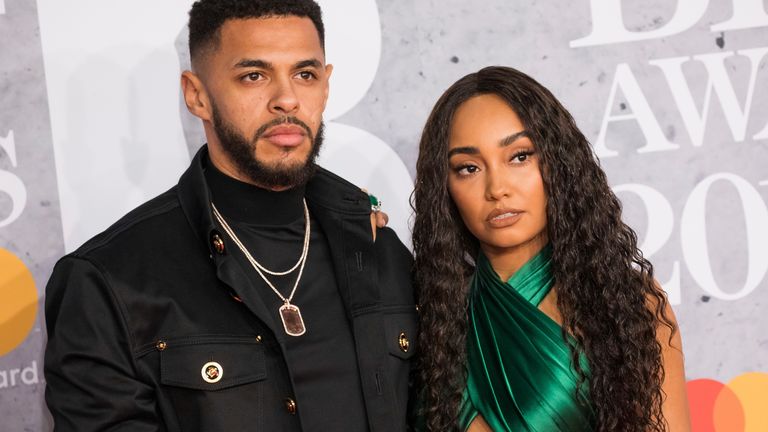 Andre Gray and Little Mix&#39;s Leigh-Anne Pinnock at the Brit Awards in 2019. Pic: AP