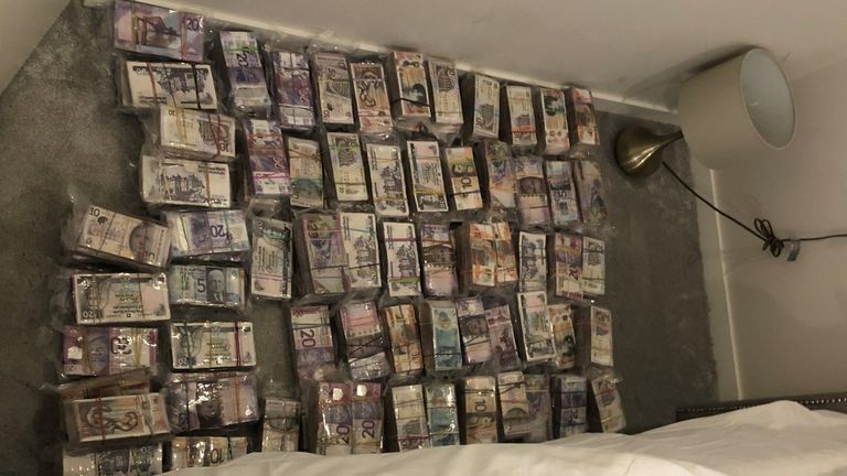 The Met Police discovered £5m in cash in a property in Fulham following a money laundering operation. Pic: Met Police