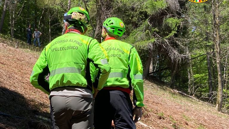 Italy's mountain rescue said the cabin fell near the summit. Pic: Speleological Rescue Corps