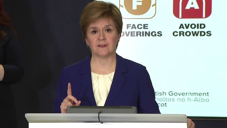 Scotland&#39;s First Minister Nicola Sturgeon announces a relaxation of COVID restrictions. 
