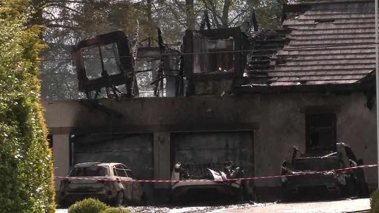The wreckage from the explosion and fire at Peter Lawwell's house
