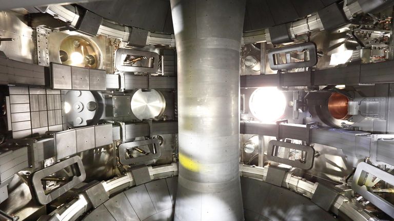 Undated handout photo issued by UK Atomic Energy Authority (UKAEA) of the interior of the MAST Upgrade tokamak. Scientists have successfully tested a world-first concept that could clear one of the major hurdles in developing fusion energy. Issue date: Wednesday May 26, 2021.