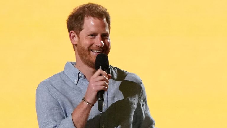 Prince Harry, Duke of Sussex speaks at "Vax Live: The Concert to Reunite the World" on Sunda
