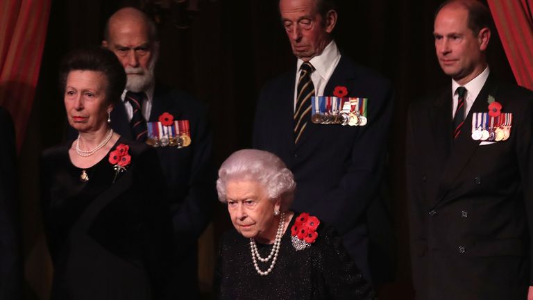 Prince Michael of Kent, pictured 2nd left here in 2018, is the Queen&#39;s cousin