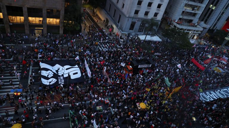 Thousands gathered in Sao Paulo to protest the president, calling for his impeachment