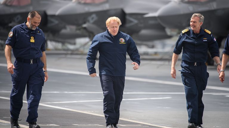 Boris Johnson visited the ship on Friday