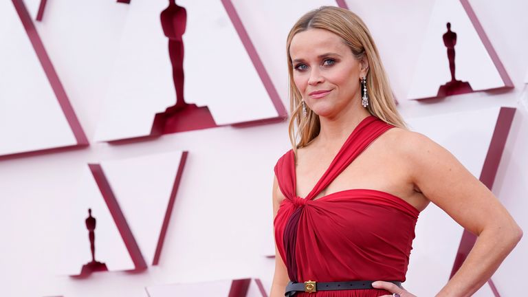 Reese Witherspoon arrives at the 2021 Oscars. Pic: AP